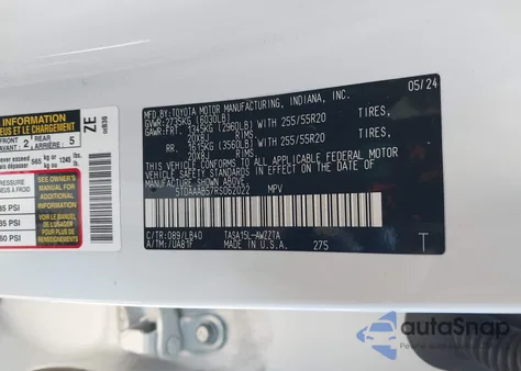 2024 Toyota Grand Highlander Platinum from USA, damaged, VIN 5TDAAAB57RS062022